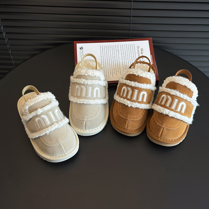 Children's Korean Style Snow Boots 2025 Winter New Outer Wear Girls' Cotton Slippers Boys' Fleece-Lined Warm Cotton Shoes Soft Soles