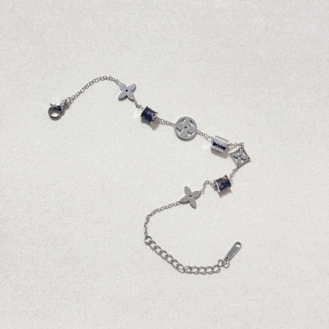 실버 블랙 가죽 코드 노안 허리 팔찌