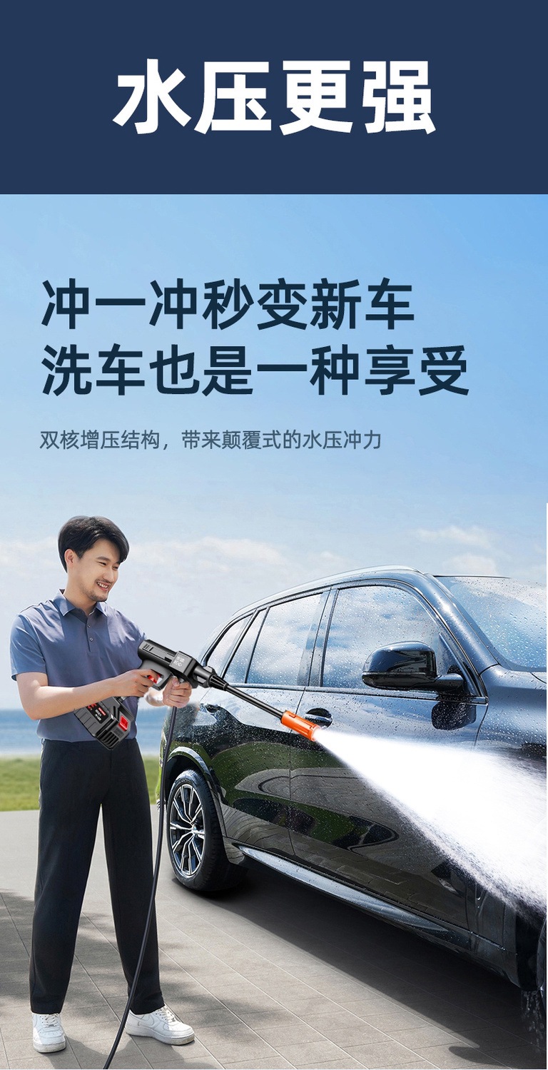 New German Brushless Car Washing Machine, Ultra-High Pressure Water Gun, Lithium Electric Brush Car Spray, Vegetable Watering Cleaning Artifact, Spray Artifact