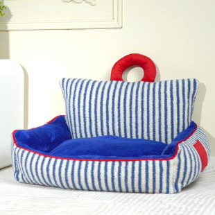 Fully Removable and Washable Blue Striped New Pet Sofa Nest Warm Dog Nest Cat Nest Small and Medium-Sized Dog Pet Nest