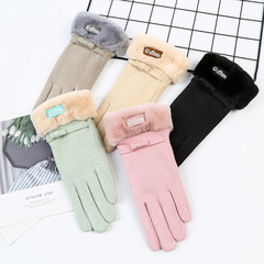 德絨觸屏秋冬季女手套加厚保暖加絨韓版時尚騎行防風批發一件代發