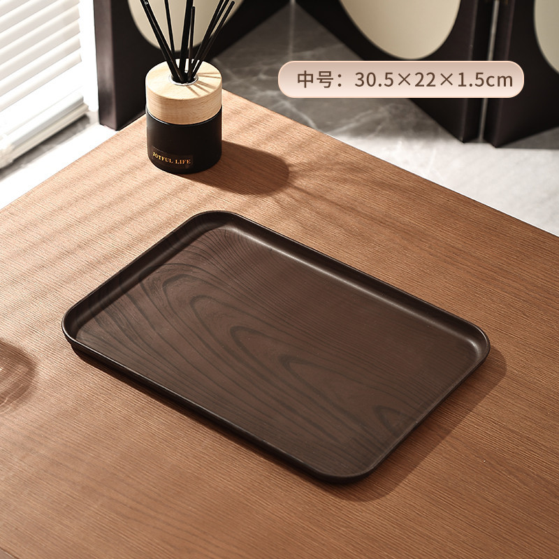 Creativo imitación de madera de nuez bandeja de plástico doméstico bandeja de té rectangular comercial de hotel taza de agua bandeja de hervidor