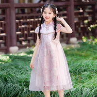 Платье для девочек Cheongsam 2025 Летнее новое иностранное Hanfu Детский национальный стиль Новый китайский летний платье принцессы