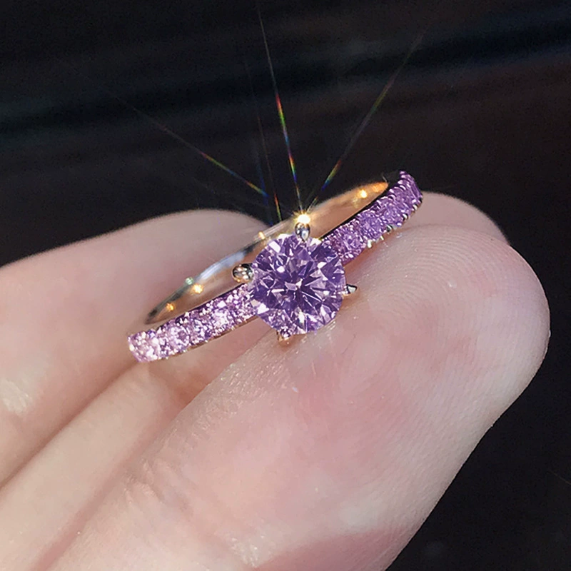 Кольцо из серебра 925 европейский стиль обручальное с центральным камнем, простой элегантный дизайн