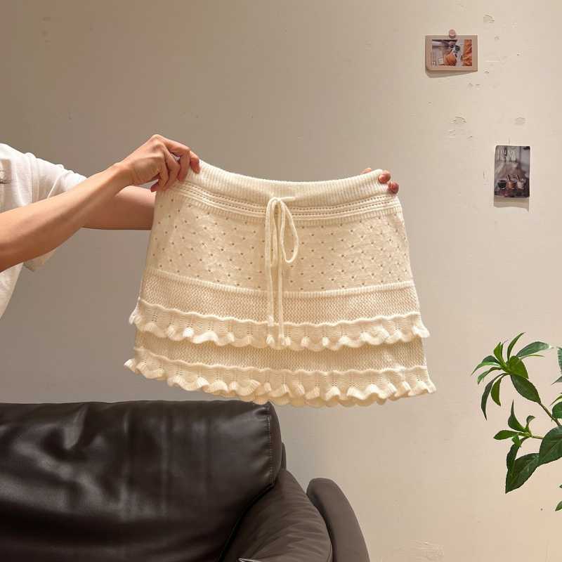 Knitted Skirt for Women in Autumn and Winter New Style with Ear Design Korean Style Versatile Age-Reducing Chic Cake Skirt
