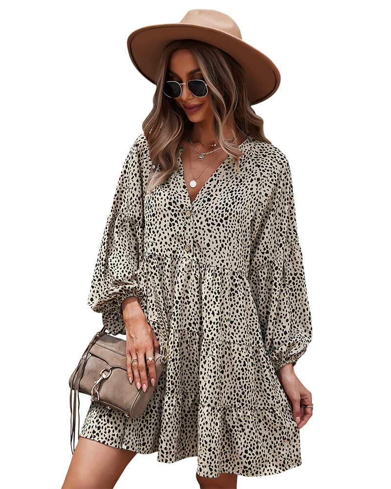 women s long-sleeved leopard print dress nihaostyles clothing wholesale NSDY73971