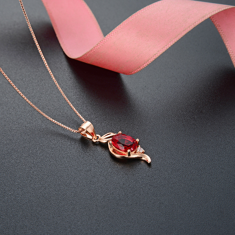 Accesorios de fábrica fuente cadena clavícula Corea del Sur pequeño collar fresco s925 plata diamante rojo joyería las mujeres colgante