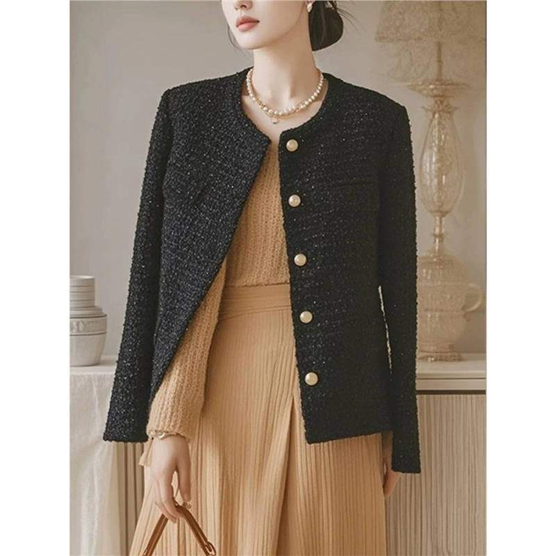 4006 черный маленький ароматный пиджак женский ранняя весна 2025 новый взрывной стиль уникальный иностранный дух, шикарный маленький короткий стиль