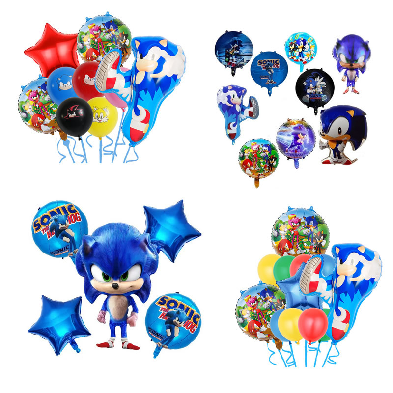 Nuevo globo de aluminio transfronterizo Sonic Hedgehog globo de cumpleaños redondo de dibujos animados globo de papel de aluminio al por mayor