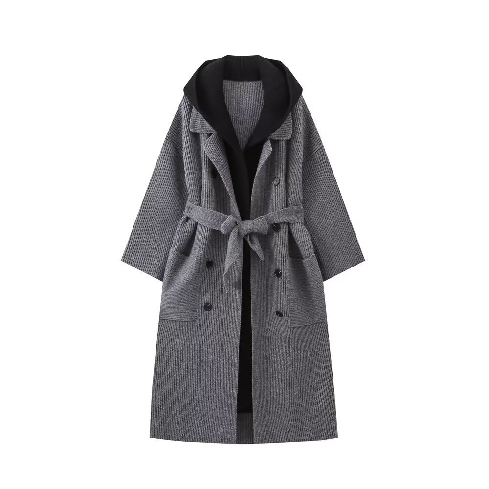 Women's Clothing women's clothing autumn and winter new fashion hooded scarf two piece knitted coat_voghion.com