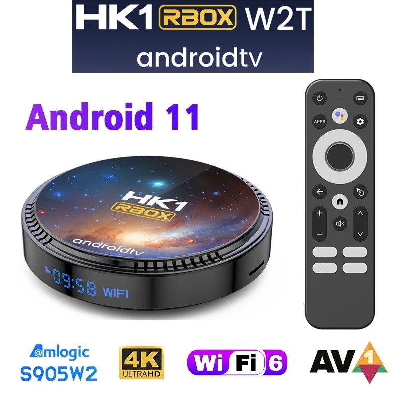 Factory Direct Sales Hk1 Rbox W2T 4K Ultra-High Definition Smart Network Set-Top Box S905W2 Quad-Core