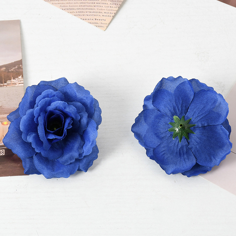 Simulación de flores azules DIY accesorios de cabeza de flores material de boda flor de flor flor flor de flor flor flor de pecho de flor de cabeza pared en el viento