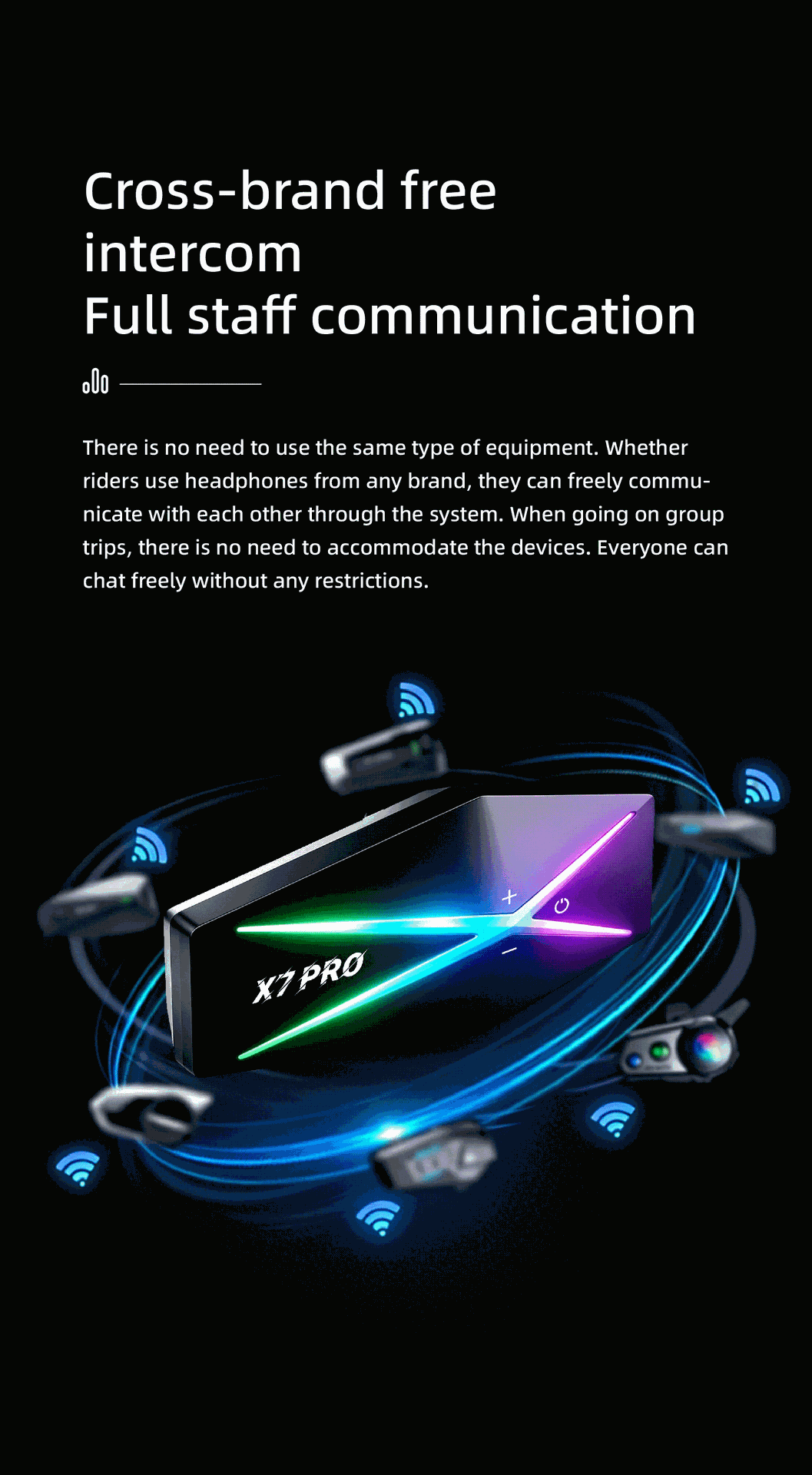 Cross-border motorcycle helmet Bluetooth headset, waterproof, noise-canceling, for group communication and intercom while riding