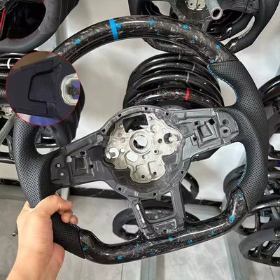 GTS R series carbon – Steering wheel - forged-blue-foil-semi-perforated-without-holes