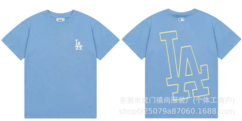 クロスボーダー25ss刺繍MLB春夏全面プリントロゴ半袖男女兼用ゆったりカジュアルTシャツ純綿快適|undefined