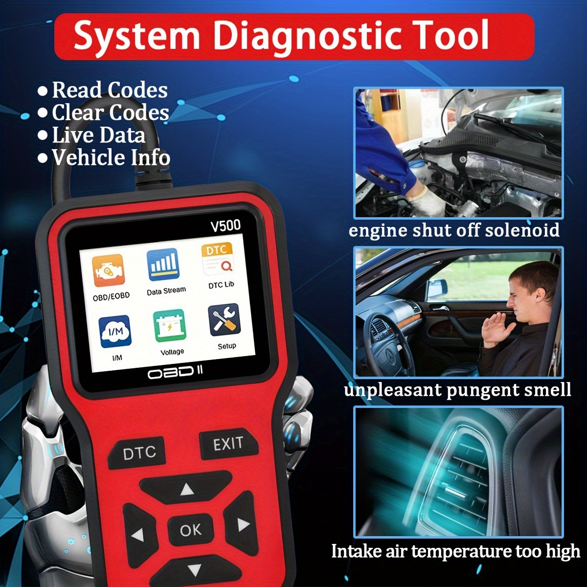 V500 Car Fault Detector Diagnostic Instrument Obd2 Decoder Eraser Universal Display Accurate Decoding