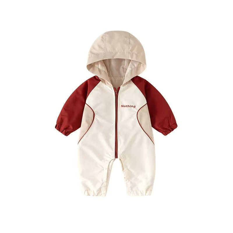 2025 primavera versión coreana del traje de escalada para bebés recién nacidos estilo de primavera letras de color de manga larga de dibujos animados de una pieza ropa exterior