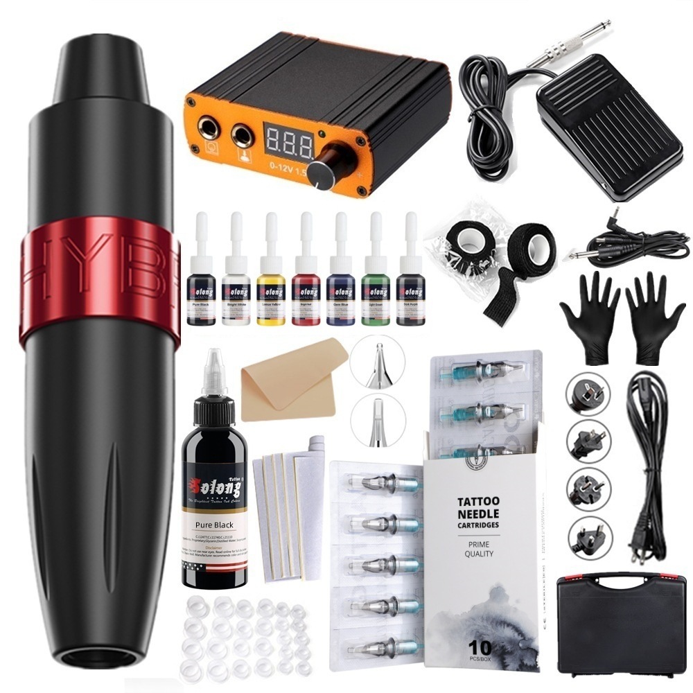 Bordado dragón Amazon máquina de tatuaje traje conjunto completo tatuaje pluma máquina de tatuaje todo en una máquina equipo de tatuaje traje de tatuaje