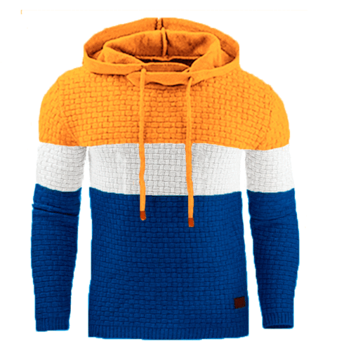 New autumn and winter European and American men's jacquard sweatshirt long-sleeved hooded sweater warm color hooded sports jacket 