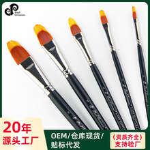 保罗塞尚定制双层纹理刷专业尼龙毛扁头圆刷独特纹理绘画刷