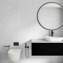 雪花白大理石卫生间浴室瓷砖石材纹理客餐厅复刻釉柔光大花白地砖