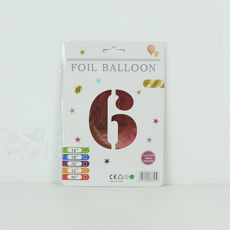 Versión americana cuerpo delgado película de aluminio globo decorativo al por mayor 16 pulgadas embalaje fino Tarjeta de papel digital independiente embalaje papel de aluminio globo