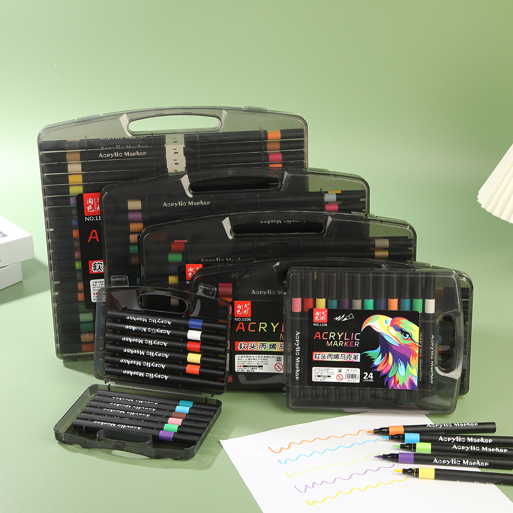 Black Box Painting Graffiti Stackable Fine Pole Marker Pen Children's Art Student Washable Opaque Color Pen Gift Box