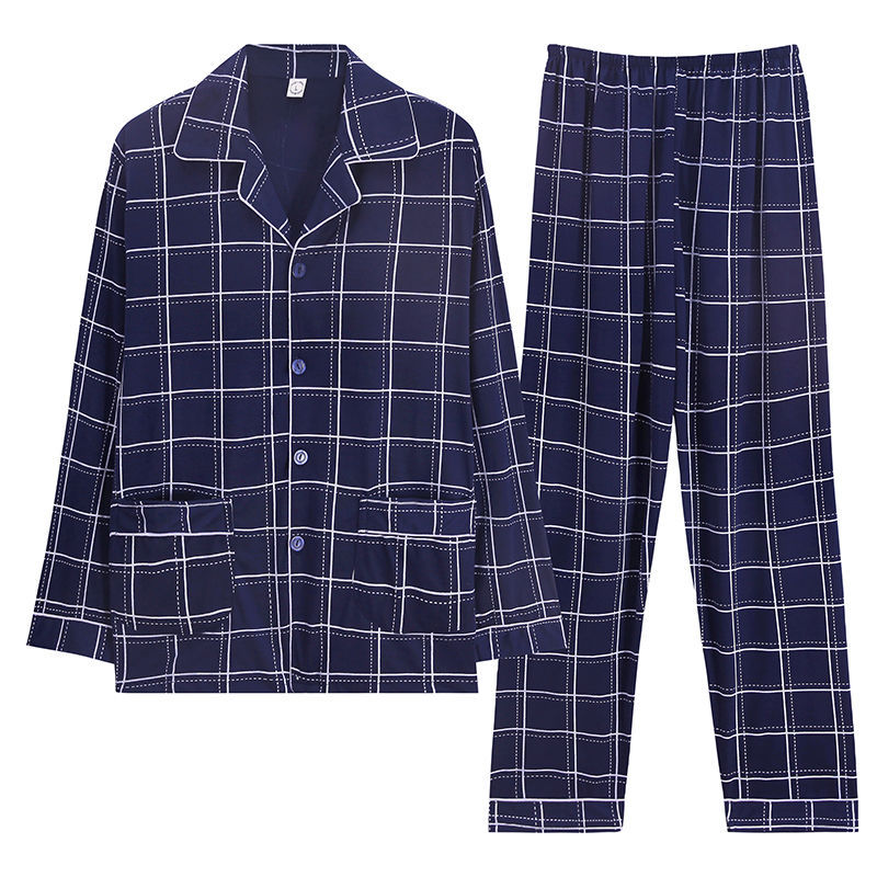 Pijamas de hombre primavera y otoño 100% algodón pantalones de manga larga cardigan verde de mediana edad ropa de hogar traje de invierno para los ancianos