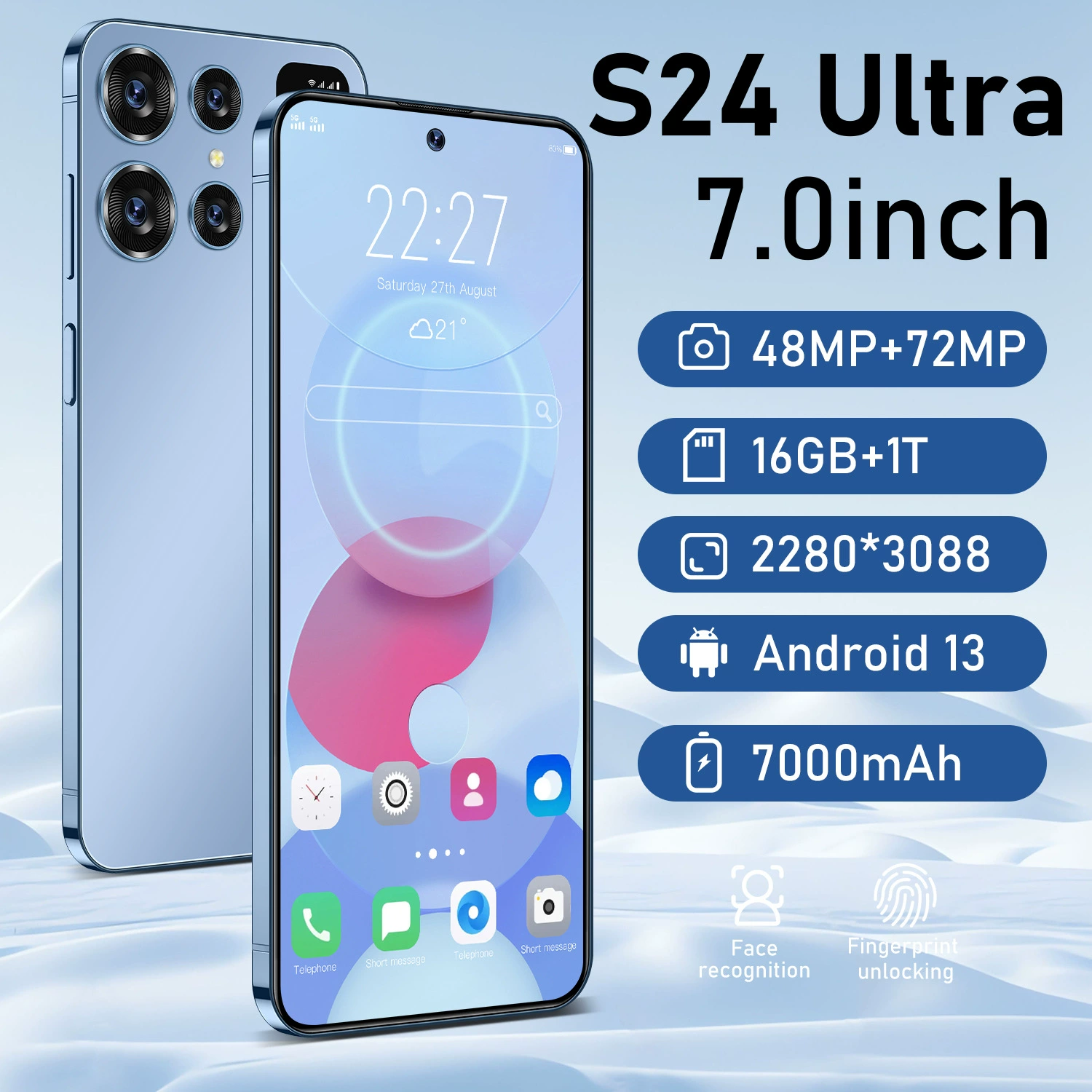 爆款跨境外贸手机S24Ultra7.0寸大屏高清16+1T大内存源头工厂代发