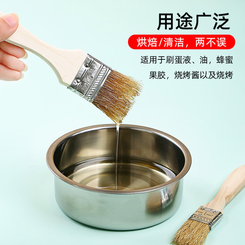 BBQ Pig Hair Brush Wooden Handle Brush Seasoning Oil Brush Barbecue Tools BBQ Outdoor Grill Wholesale
