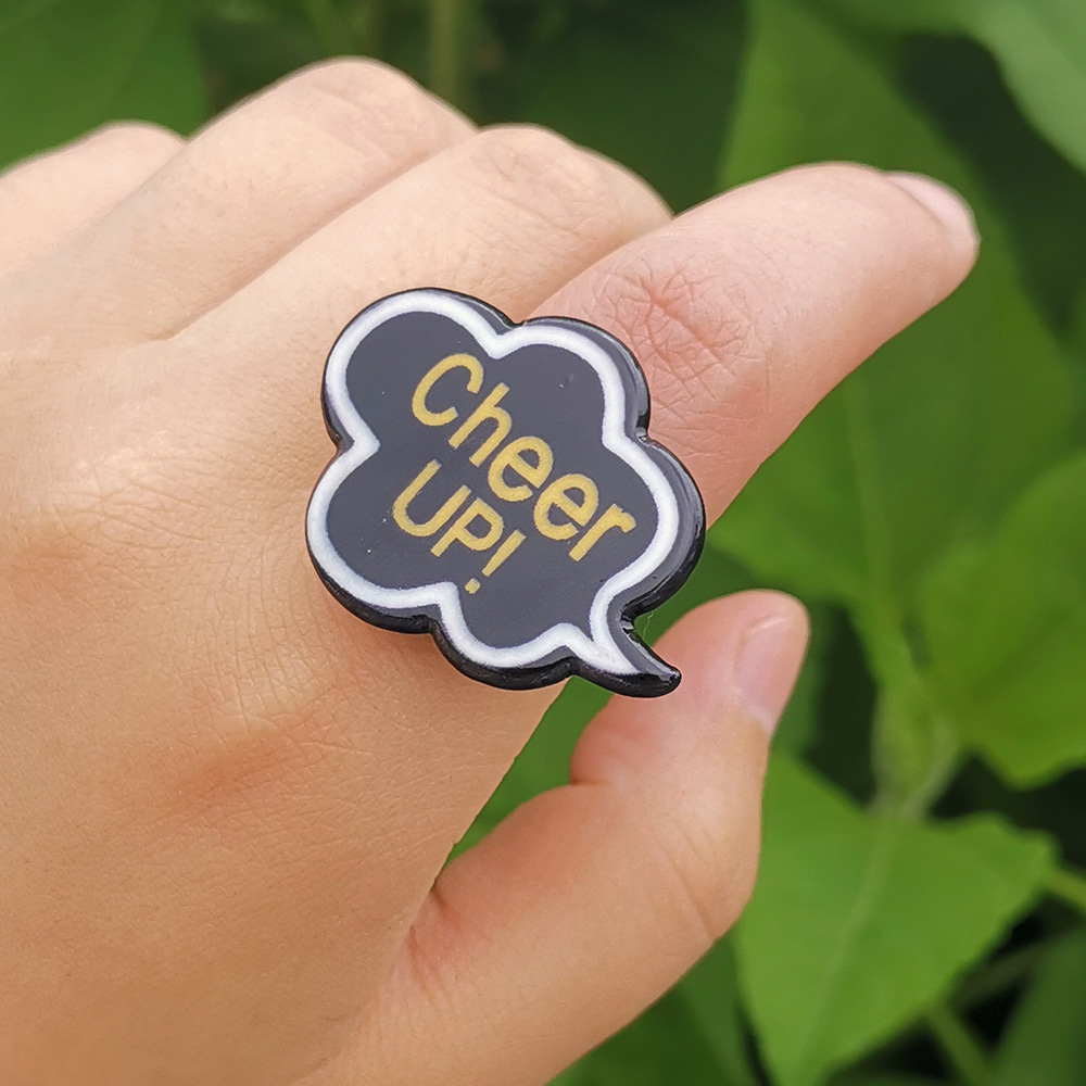 Wholesale Jewelry Cartoon English Short Sentence Resin Ring Nihaojewelry display picture 8