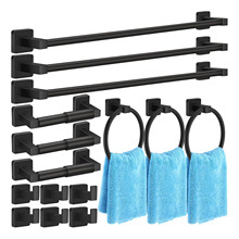 黑色毛巾架套装不锈钢浴室家用毛巾杆套装卫浴五金挂件