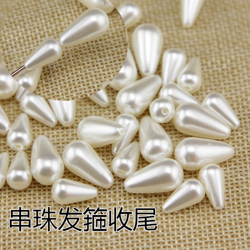 Imitation Pearl clothing hair accessories diy material hairband finishing water drop perforated handmade accessories ABS beads