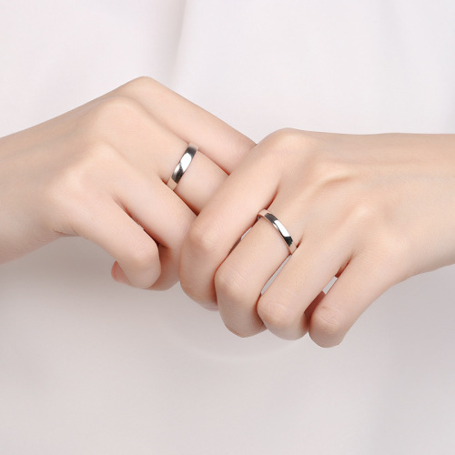 New concept s925 sterling silver glossy ring couple ring men and women simple cold style ins ring gift