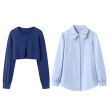 衬衫针织衫两件套装2025秋冬季叠穿搭配新款女长袖上衣KSL2508002