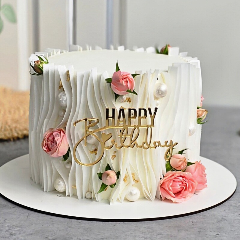 跨境ins风生日快乐亚克力蛋糕侧面装饰生日快乐蛋糕装饰派对用品|undefined