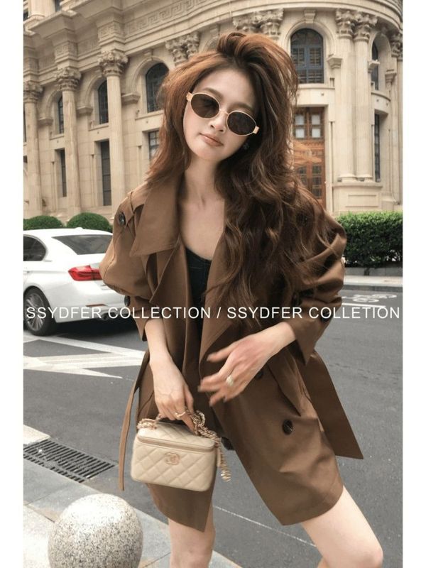 韩版小众翻领气质风衣女2025秋季流行单品新款外套时尚设计感大衣|undefined