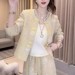 新中国式女装国風スーツ2025春の新型洋気高級感シャツコートズボン2点セット女性