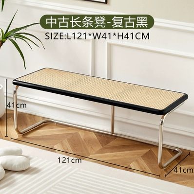 [블랙] 인조시트 + 스테인레스 다리 벤치