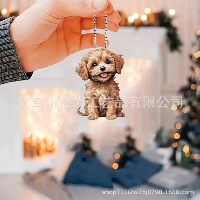 Cross-border nuevo creativo 2D lindos perros de peluche cachorro hombre mochila colgante acrílico colgante de automóvil