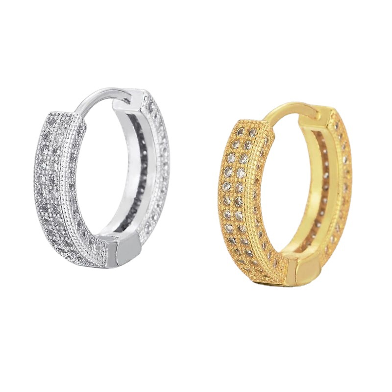 Full diamond men's plain rings, 2022 new minimalist earrings, Korean niche design, circular trendy earrings_voghion.com