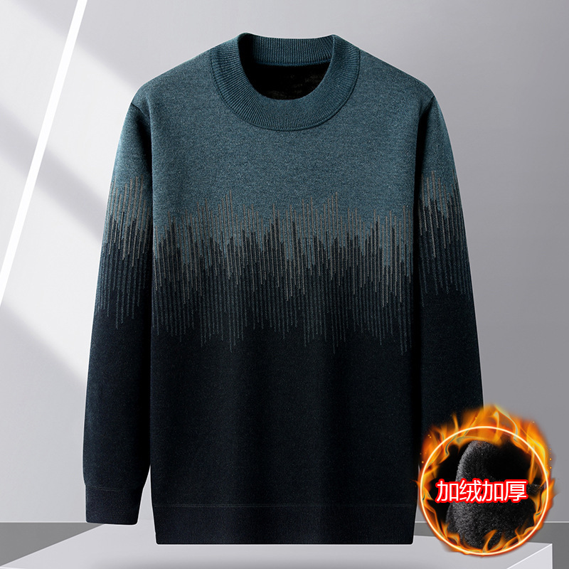 Men's Fleece Knitwear, Middle-Aged and Elderly Dad's Thickeneded Knitwear, Round Neck Long-Sleeved T-Shirt, Bottoming Shirt, Warm Top Men's Fleece Knitwear, Middle-Aged and Elderly Dad's Thickeneded Knitwear, Round Neck Long-Sleeved T-Shirt, Bottoming Shirt, Warm Top