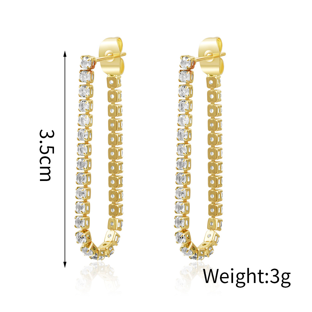 Simple Style U Shape Copper Plating Zircon Earrings 1 Pair