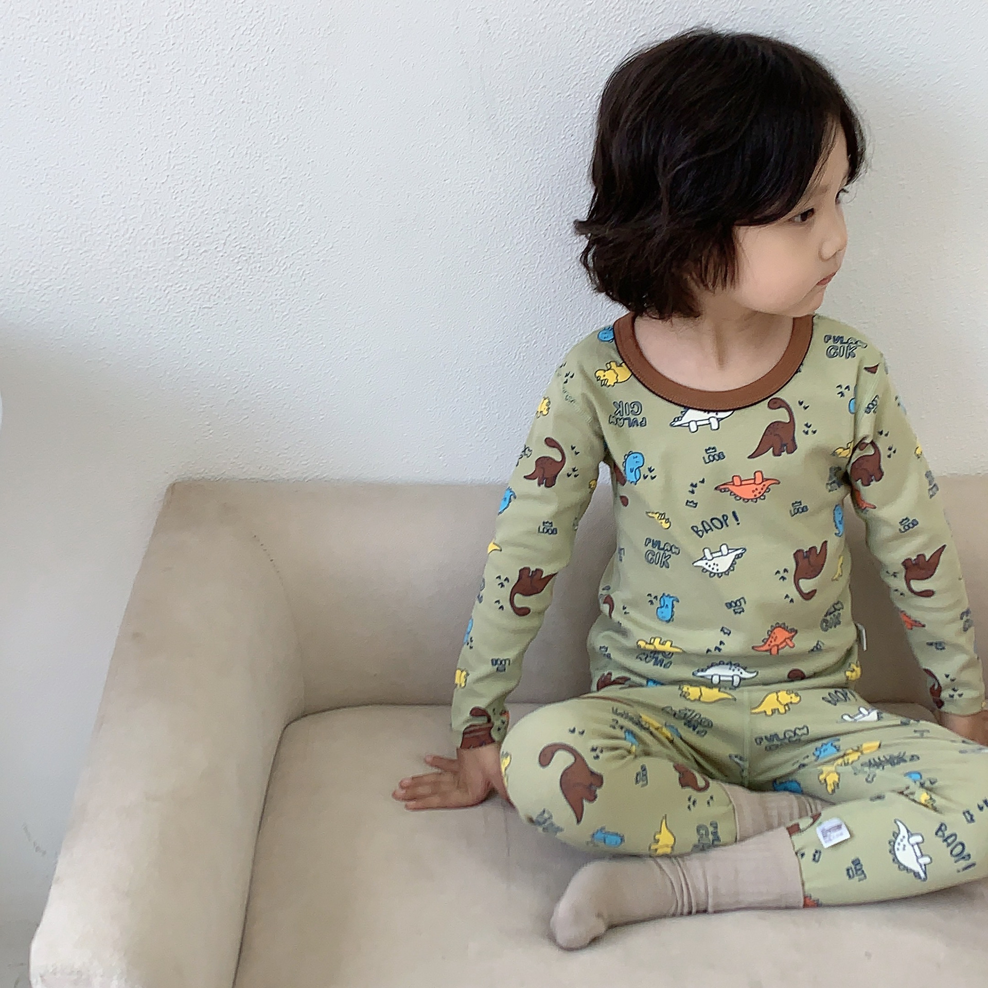 [Personalizado] Ropa de otoño de algodón con cremallera para niños, traje de pantalones largos, ropa interior deshuesada de algodón puro, tesoro para hombres, pijamas para niñas, servicio a domicilio