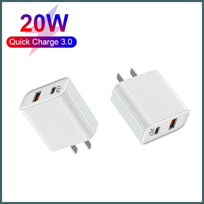 20W mobile phone pd fast charging head pd + qc dual-port charger for Apple Android Huawei mobile phone fast charging