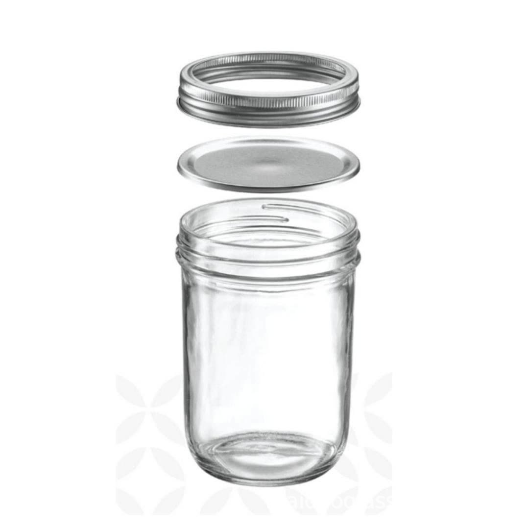 16온스 광택 병 + 분할 캡, 투명