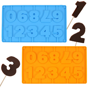 0-9 Digital Building Block Shape Silicone Baking Decoration Birthday Cake Mold Silicone Chocolate Lollipop Mold