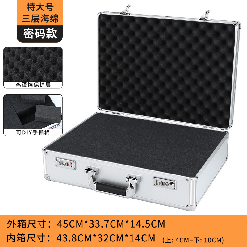 DIY caja de herramientas de aleación de aluminio maleta multifuncional equipo de hardware caja de instrumentos de almacenamiento de seguros caja de aluminio hogar