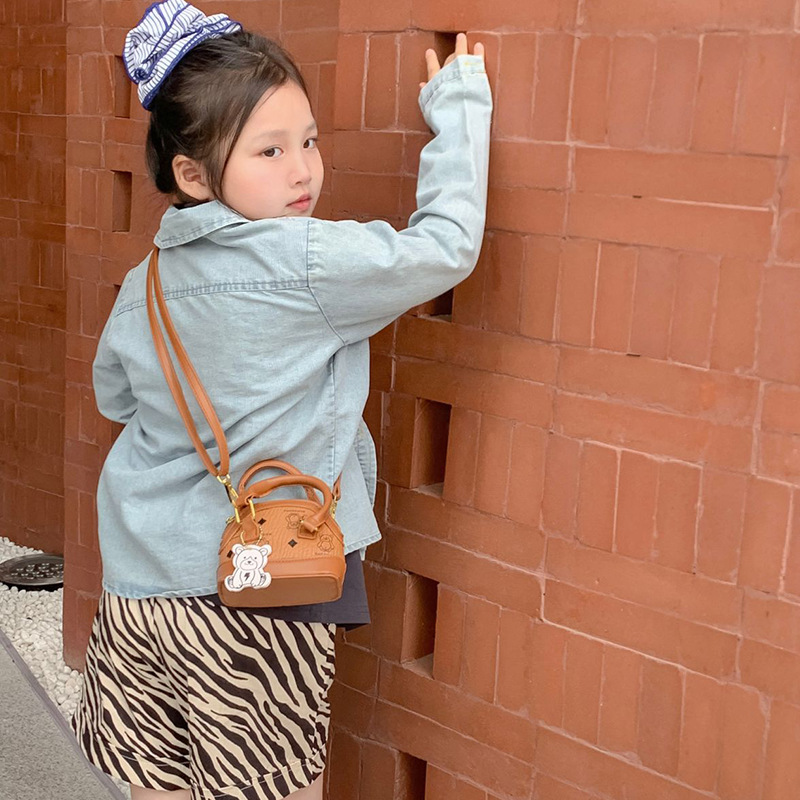 Bolso de hombro para niños y niñas de estilo coreano mini lindo oso estampado bolso de bebé nuevo bolso de concha para niños