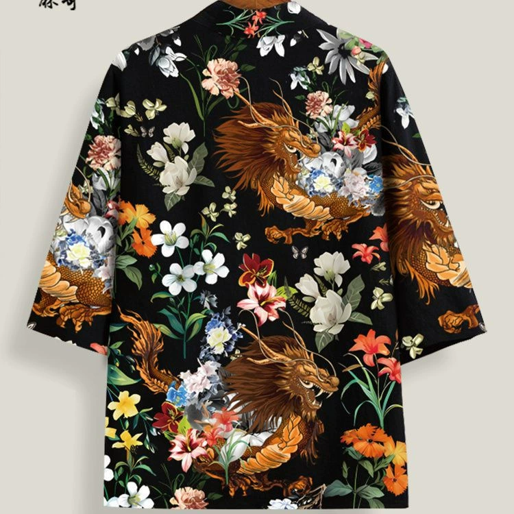 Модная мужская накидка с тигровым принтом в китайском стиле, свободная рубашка большого размера, тонкая ветрозащитная и солнцезащитная шаль из перьев.